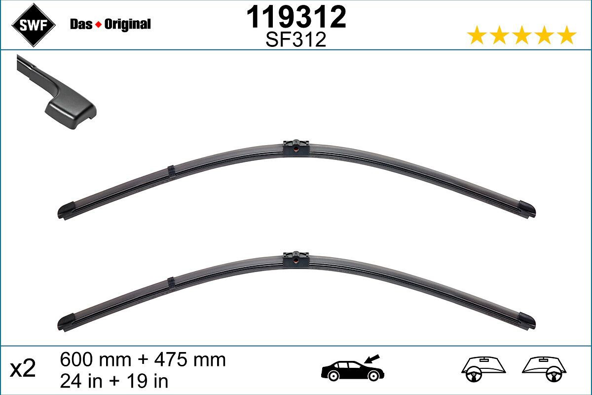 Comprar 119312 SWF Juego de escobillas de luna delantera, 2 piezas