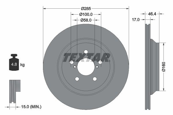 92309303 Textar Freno de disco trasero