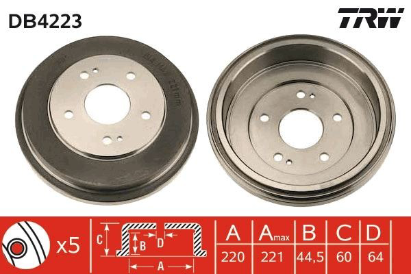 Tambor de freno trasero TRW DB4223 precio, desde 55,80 EUR