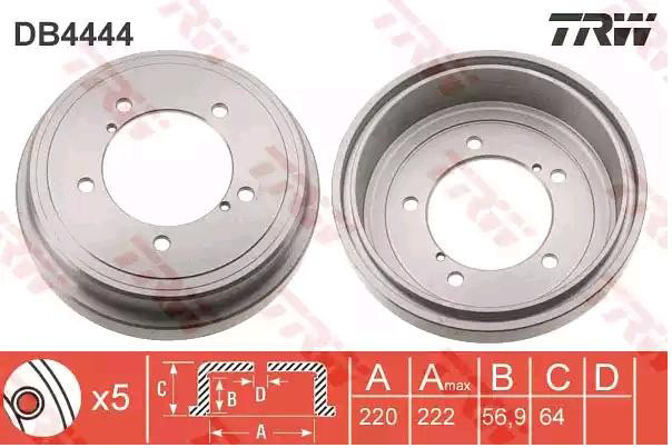 Tambor de freno trasero DB4444 TRW