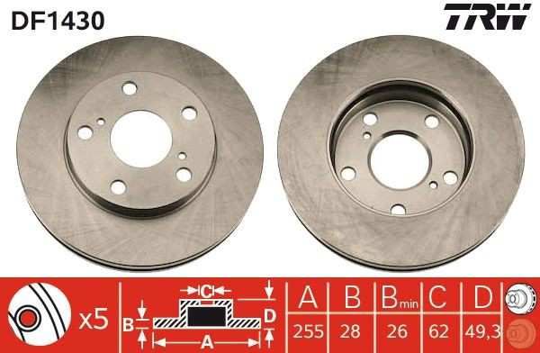 Frenos delanteros TRW DF1430 precio, desde 41,03 EUR
