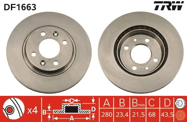 Frenos delanteros TRW DF1663 precio, desde 13,50 EUR