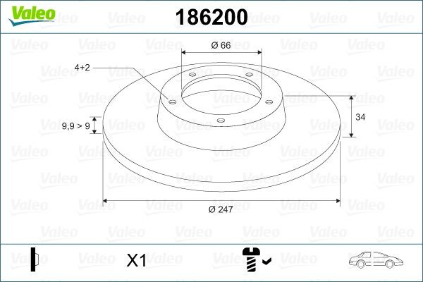 Disco de freno delantero VALEO 186200
