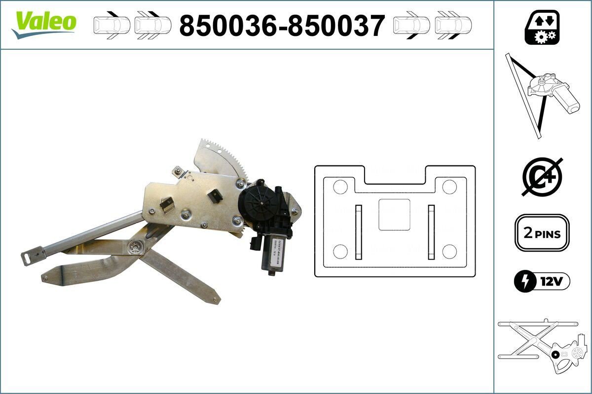 Mecanismo elevalunas delantero izquierdo VALEO 850036 precio, desde 77,48 EUR