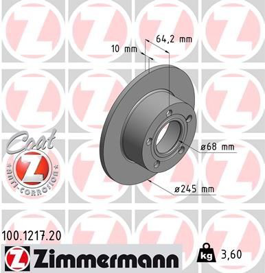 100121720 Zimmermann Freno de disco trasero