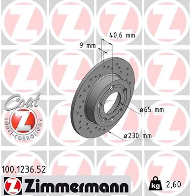 Comprar 100123652 Zimmermann Disco de freno trasero