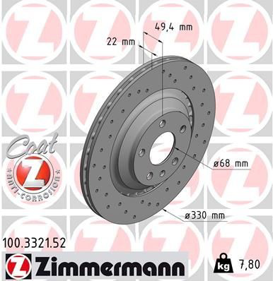 Disco de freno trasero Zimmermann 100332152 precio, desde 51,64 EUR