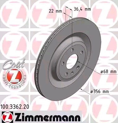 Disco de freno trasero 100336220 Zimmermann