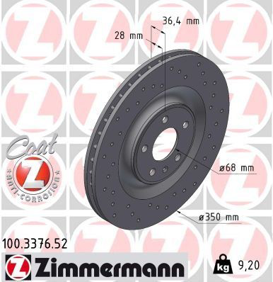 Disco de freno trasero 100337652 Zimmermann