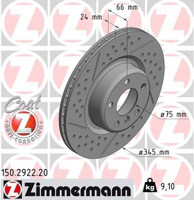 Disco de freno trasero 150292220 Zimmermann