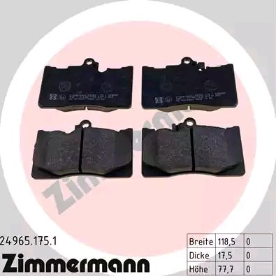 Pastillas freno delanteras Zimmermann 249651751 precio, desde 34,42 EUR