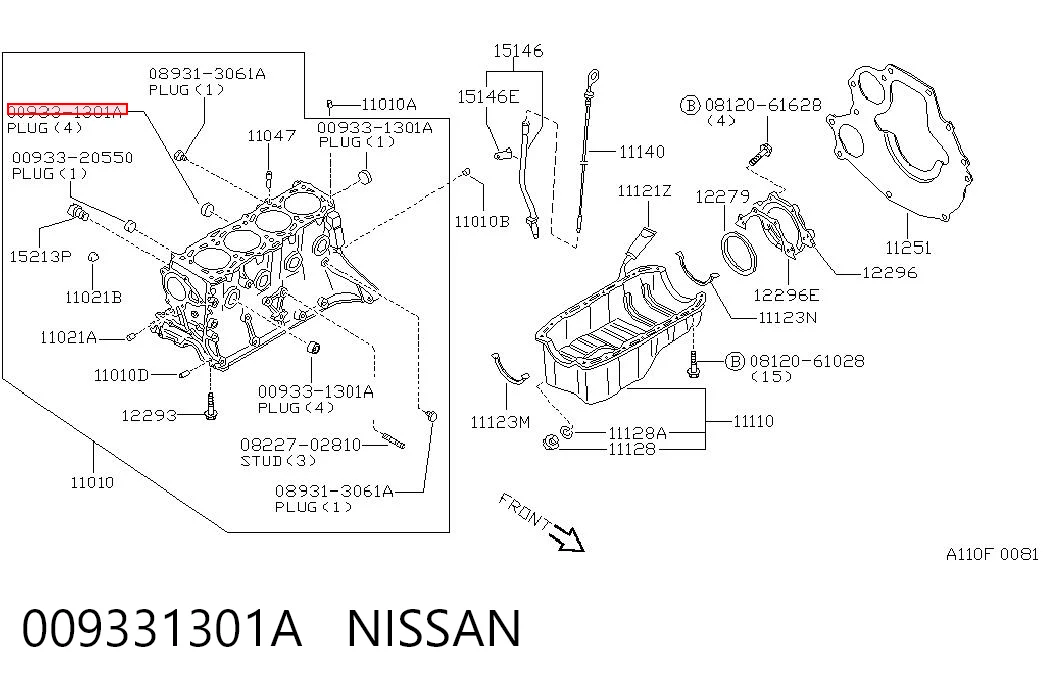 Tapa de bloque motor para Nissan Terrano I WD21
