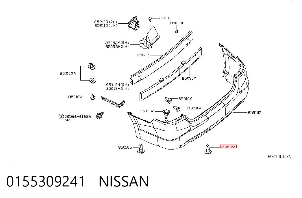 0155309241 Nissan/Infiniti Clips de montaje parachoques delantero