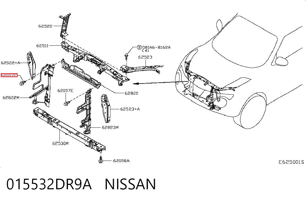 015532DR9A Nissan/Infiniti Clip de fijación del guardabarros delantero