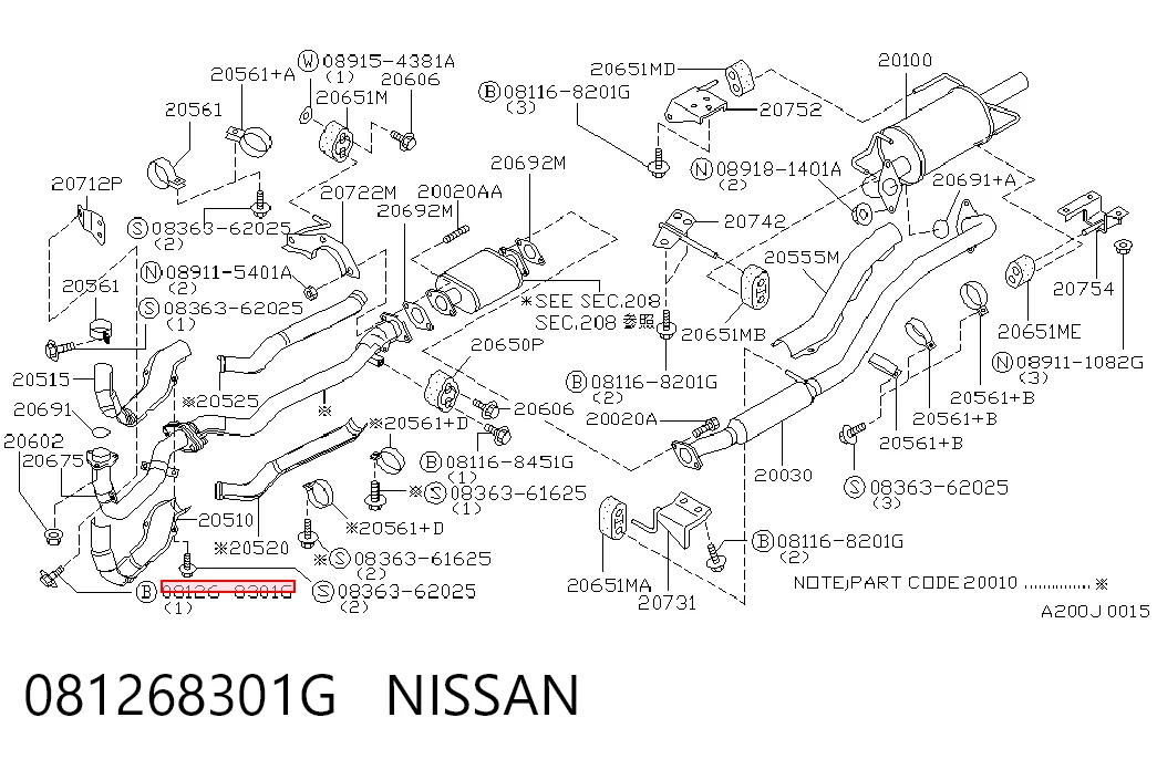 Perno del sistema de escape (silenciador) General Motors 90067027