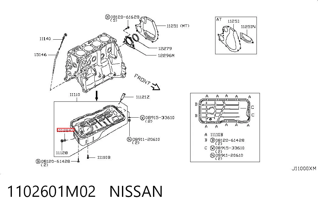 1102601M02 Nissan/Infiniti Junta del tapón del cárter de aceite