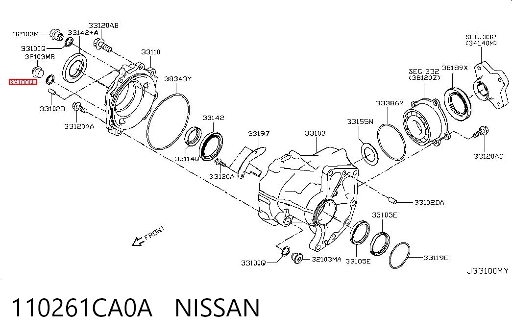 110261CA0A Nissan/Infiniti Junta del tapón de drenaje del diferencial
