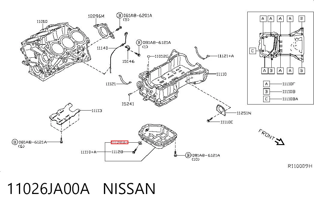 11026JA00A Nissan/Infiniti Junta del tapón del cárter de aceite