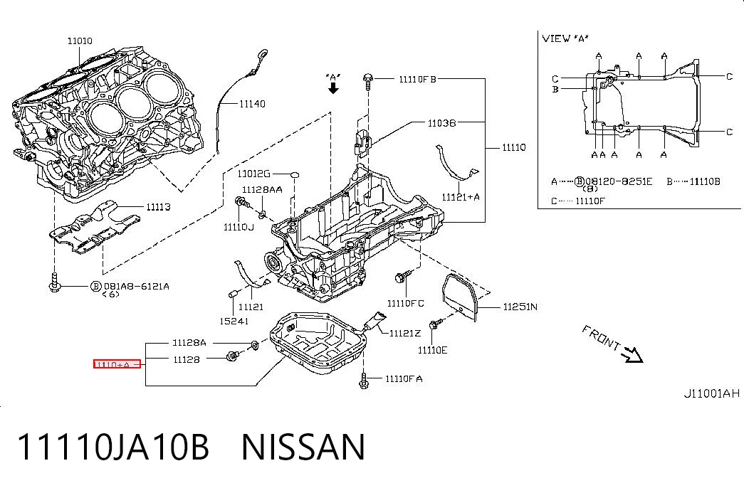 11110JA10B Nissan/Infiniti Cárter de aceite inferior