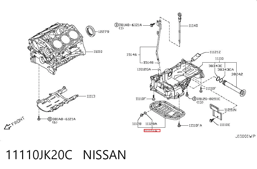 11110JK20C Nissan/Infiniti Cárter de aceite del motor