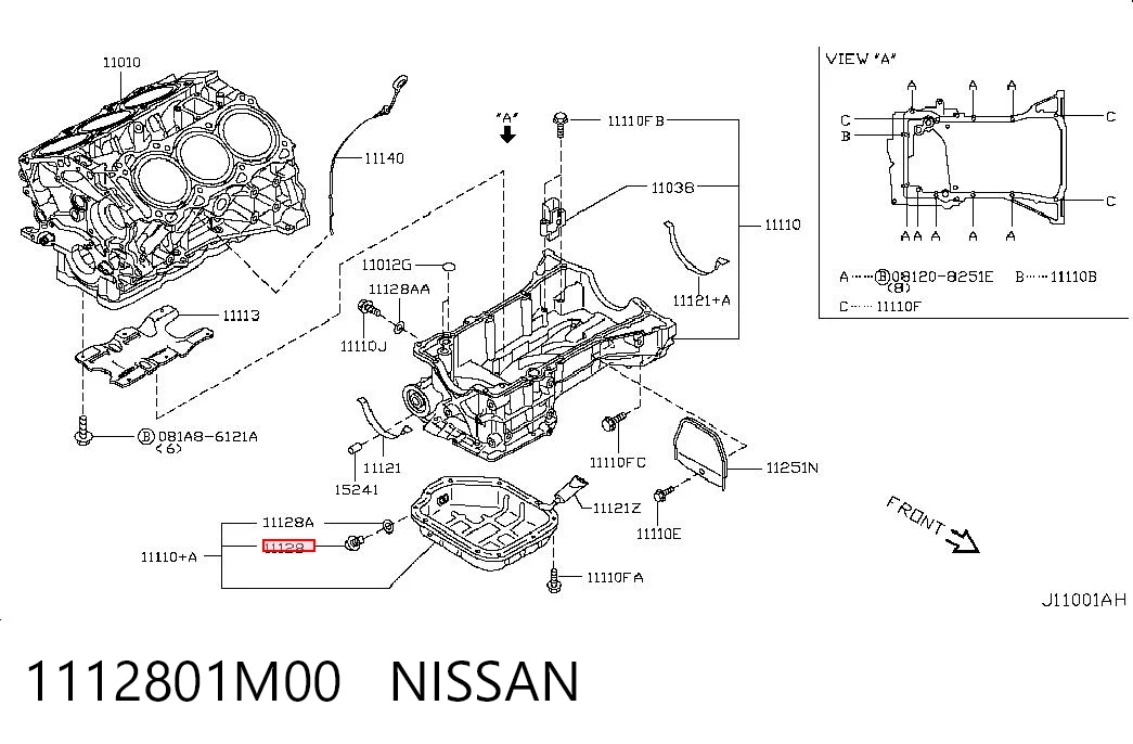 1112801M00 Nissan/Infiniti Tapón del cárter de aceite