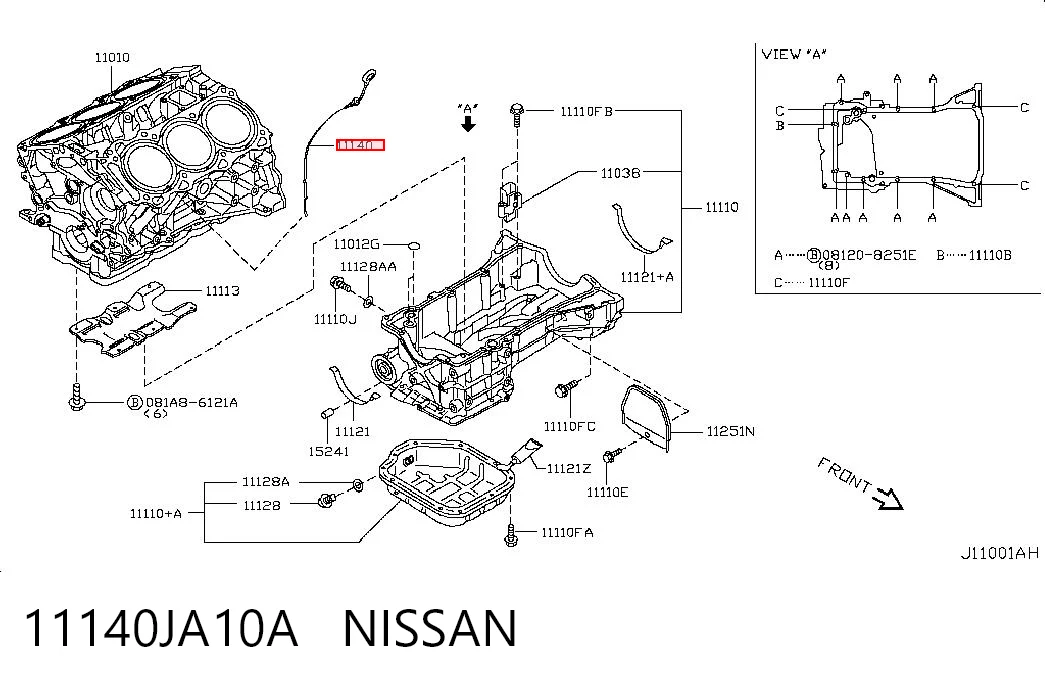 11140JA10A Nissan/Infiniti Medidor de aceite