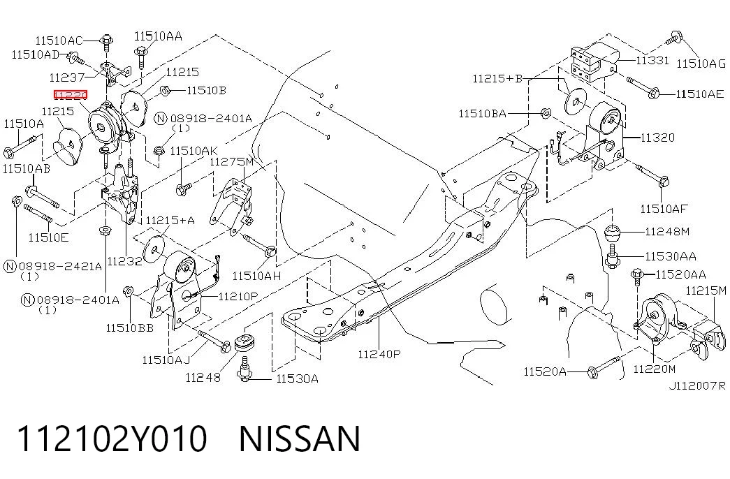 112102Y010 Nissan/Infiniti Soporte de motor derecho