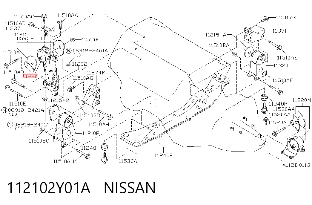 112102Y01A Nissan/Infiniti Soporte de motor derecho