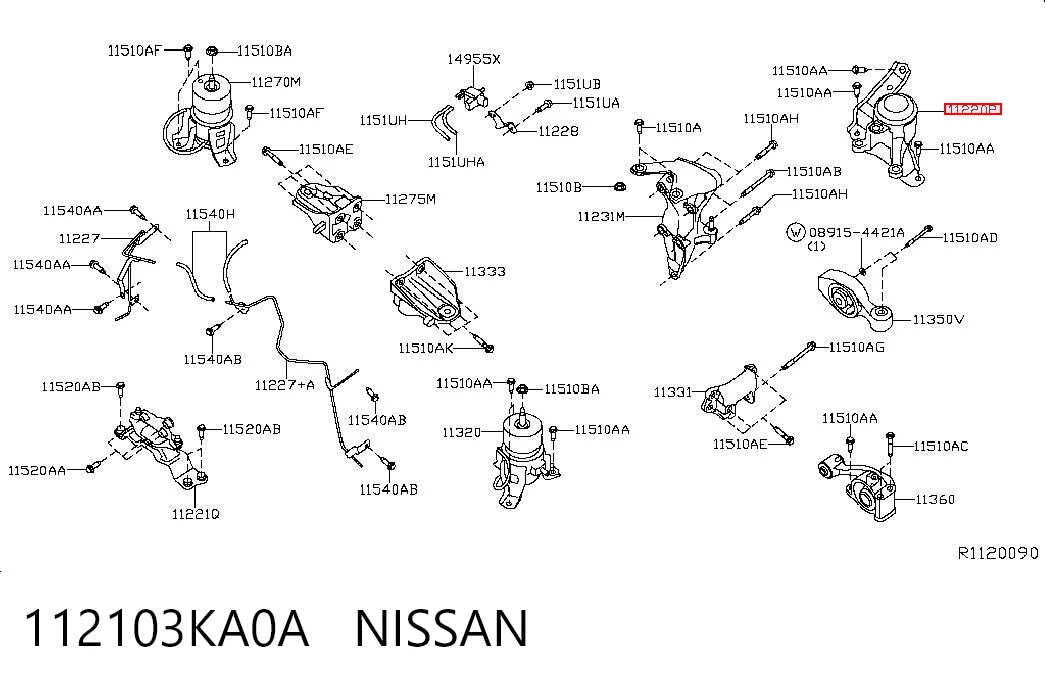 112103KA0A Nissan/Infiniti Soporte de motor derecho