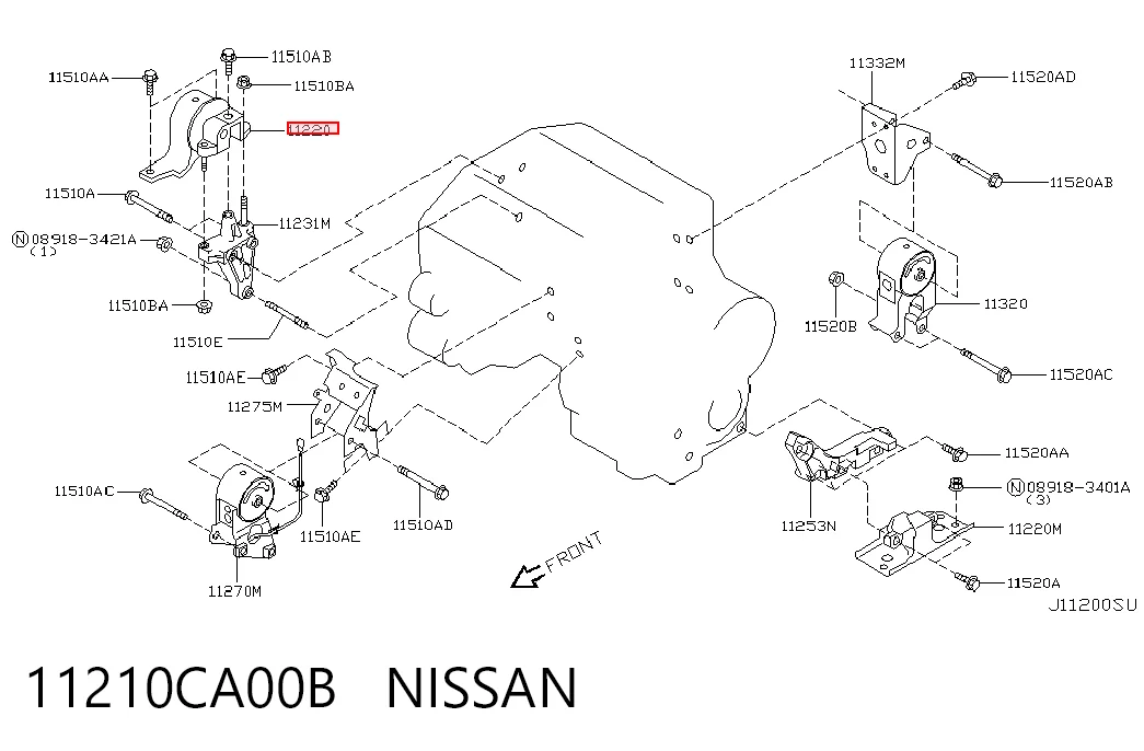 11210CA00B Nissan/Infiniti Soporte de motor derecho