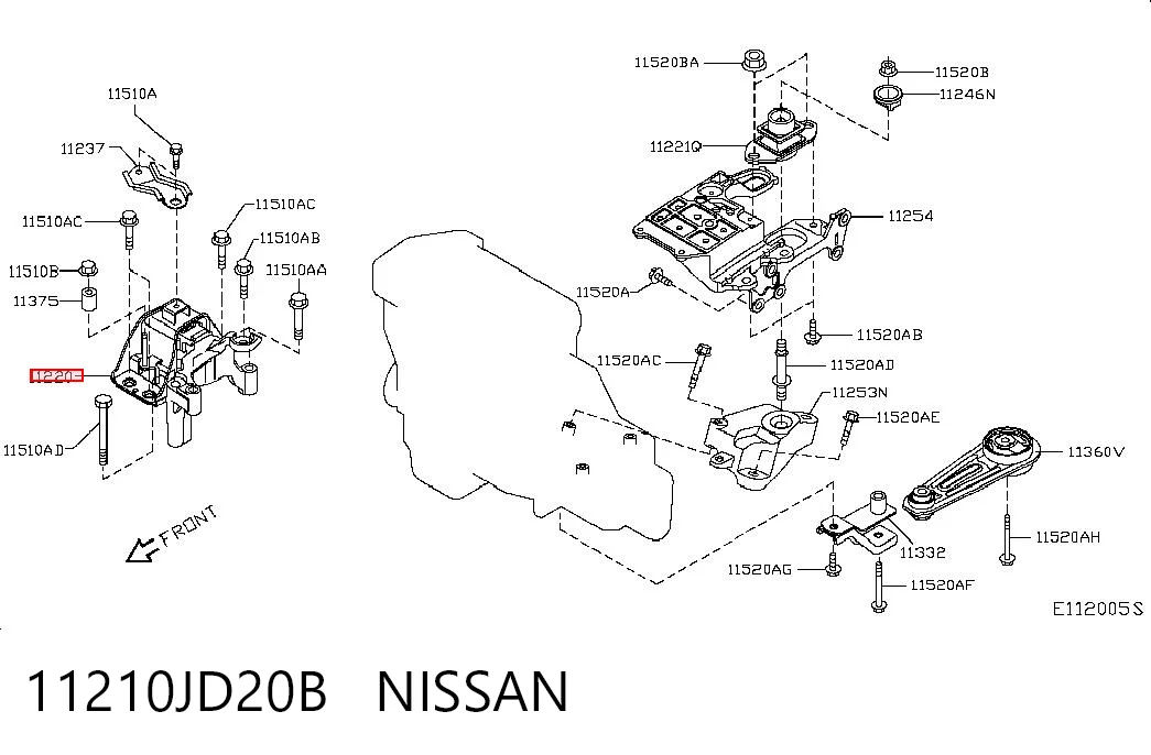 11210JD20B Nissan/Infiniti Soporte de motor derecho