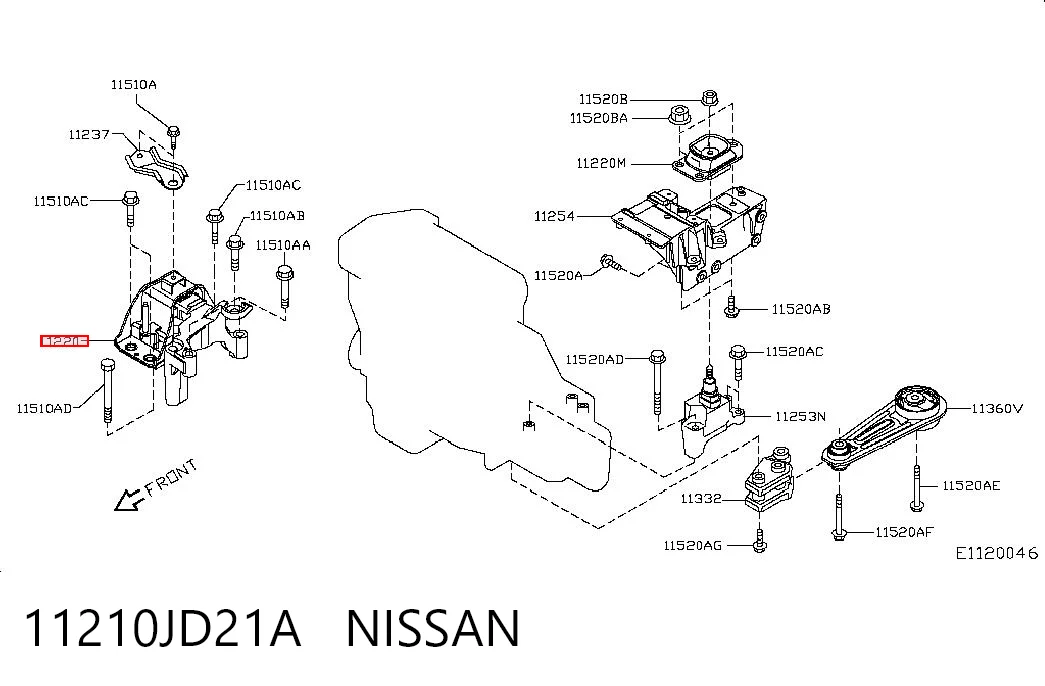 11210JD21A Nissan/Infiniti Soportes de motor delantero