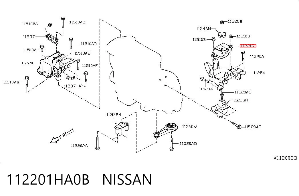 112201HA0B Nissan/Infiniti Soporte de motor izquierdo