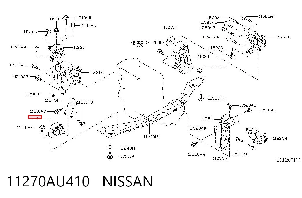 Soportes de motor delantero Nissan X-Trail  (2001-2007)