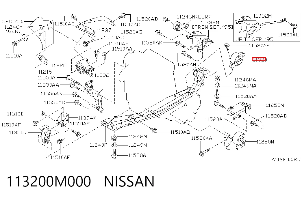 Taco de motor trasero Nissan Sunny III familiar comprar en España