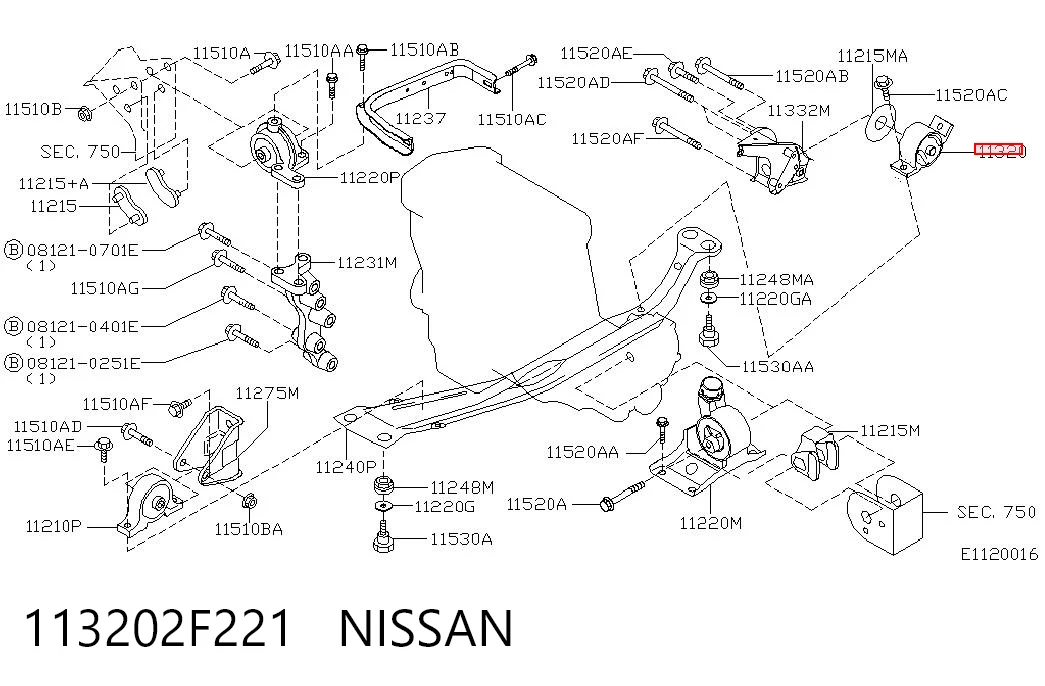 Comprar Soporte trasero del motor Nissan Primera  P11 a bajo precio