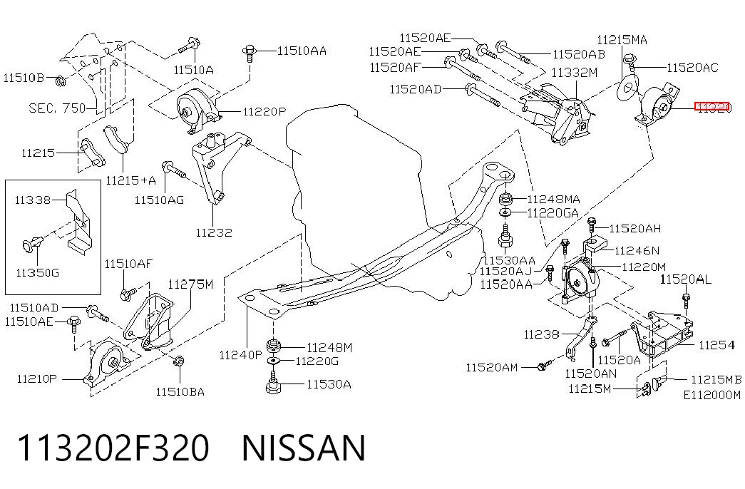 Taco de motor trasero Nissan Primera 