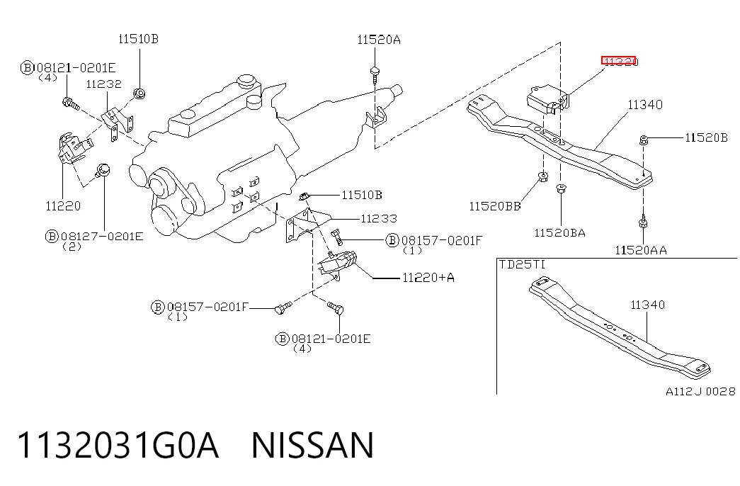Soporte de motor trasero 1132031G0A Hyundai/Kia