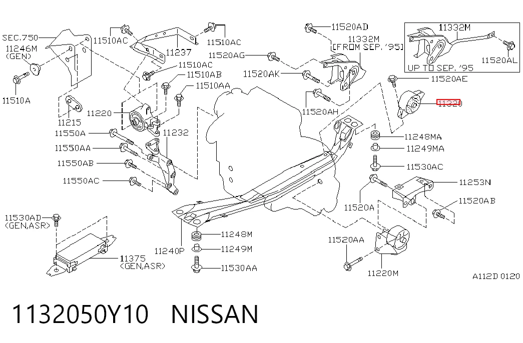 Comprar Soporte trasero del motor Nissan Sunny III N14 a bajo precio