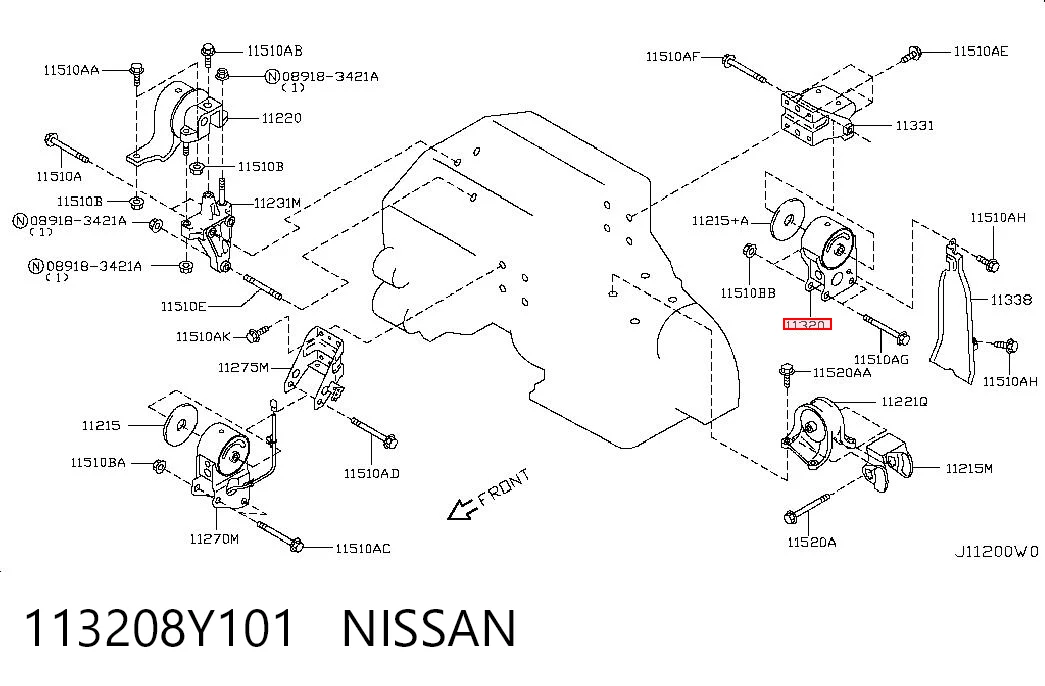 Taco de motor Nissan Altima  (2001-2006)