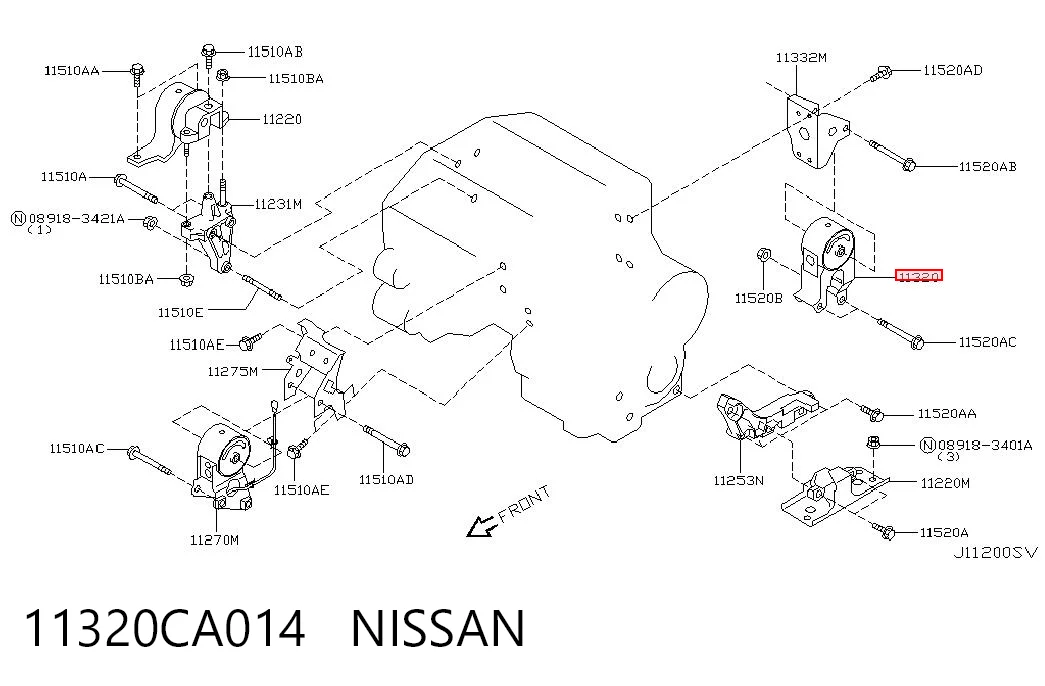 Soporte de motor trasero para Nissan Murano Z50