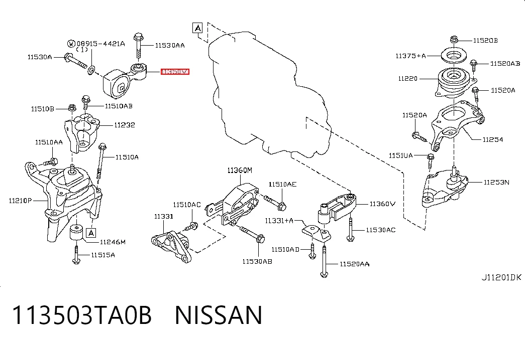 113503TA0B Nissan/Infiniti Soporte de motor derecho