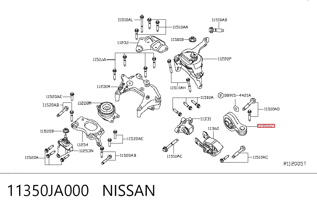 11350JA000 Nissan/Infiniti Soporte de motor derecho