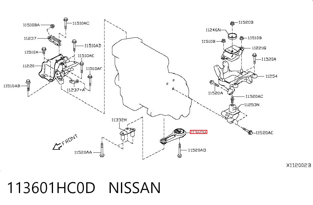 113601HC0D Nissan/Infiniti Silentblock de brazo de suspensión delantero inferior