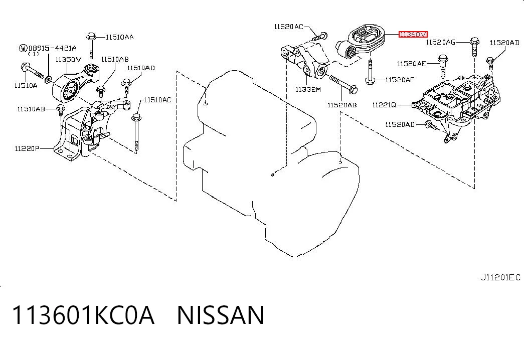 113601KC0A Nissan/Infiniti Cojín del motor