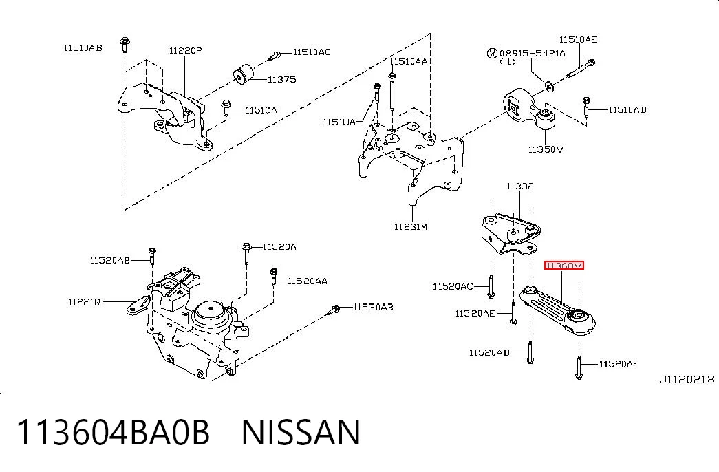 113604BA0B Nissan/Infiniti Taco de motor