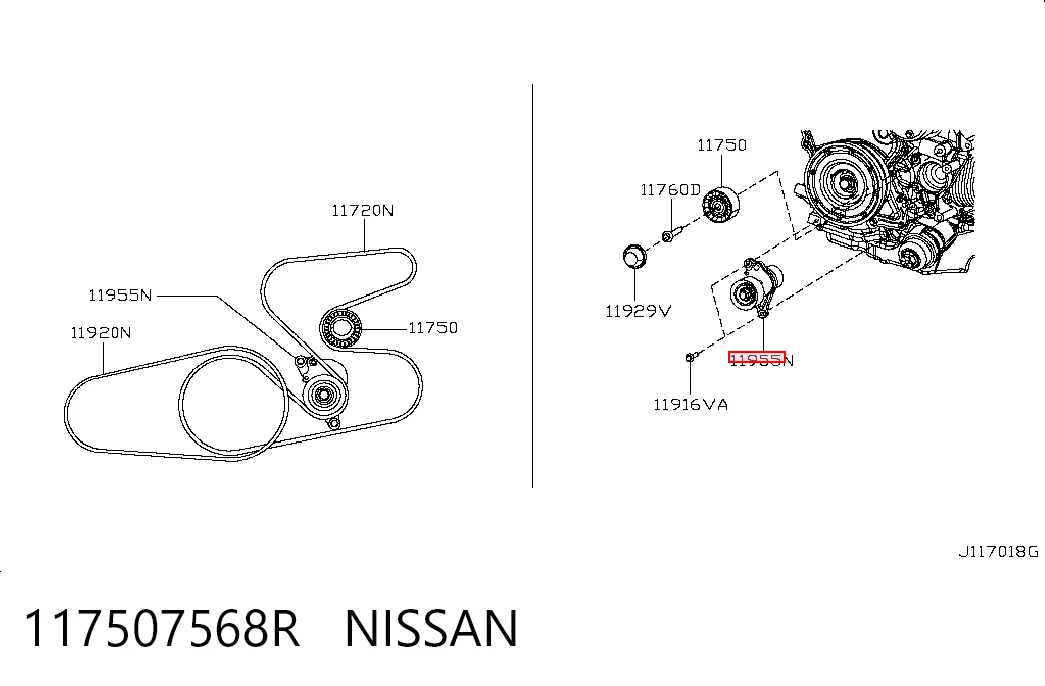 Tensor de la correa trapecial poli v Navara  pick-up (2014-2021) original desde 40,00 €