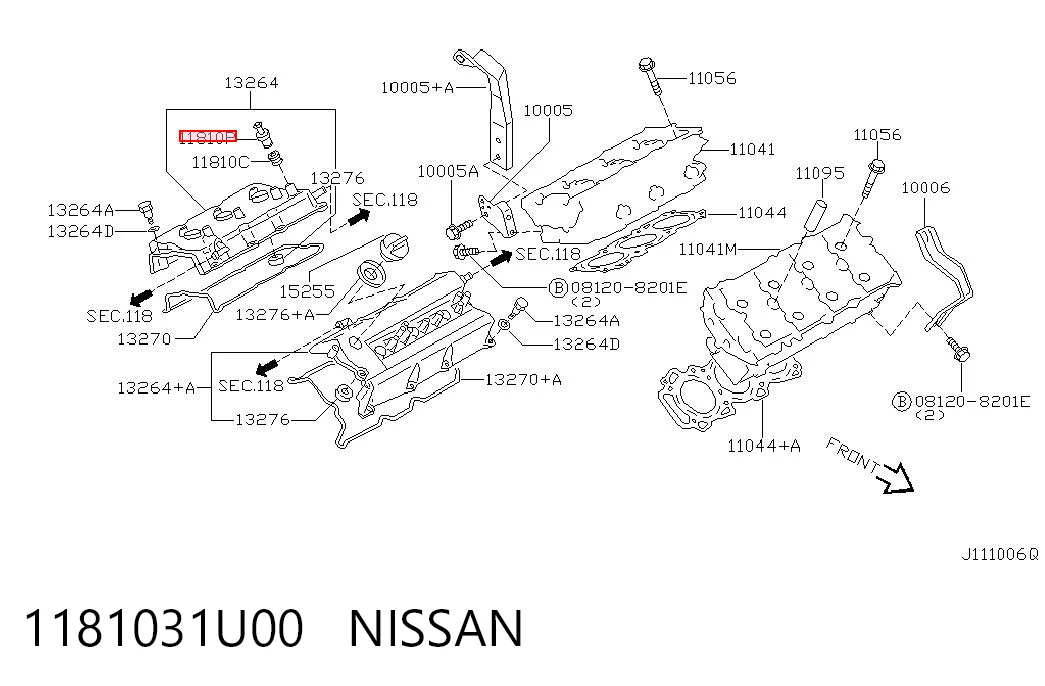 1181031U00 Nissan/Infiniti Válvula de ventilación del cárter