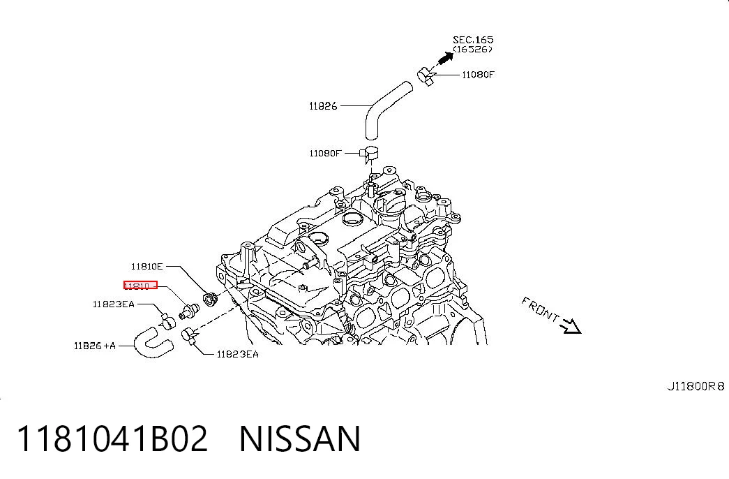 1181041B02 Nissan/Infiniti Válvula de ventilación del cárter