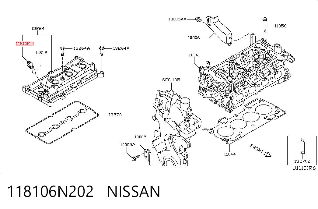 Válvula de ventilación del cárter para Nissan Tiida  C11X